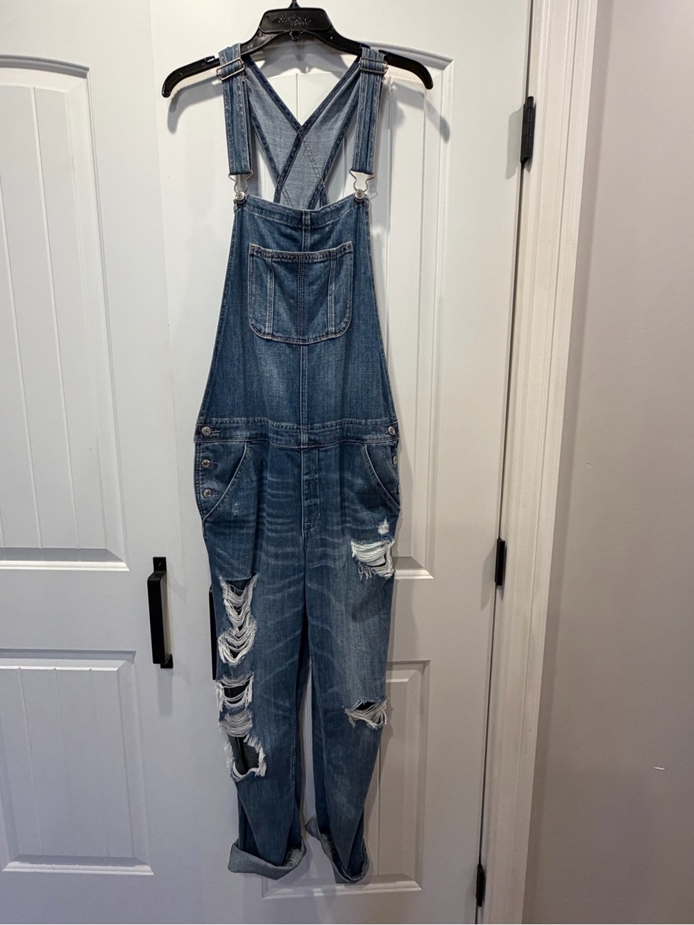 American Eagle Distressed Denim Overalls for Women